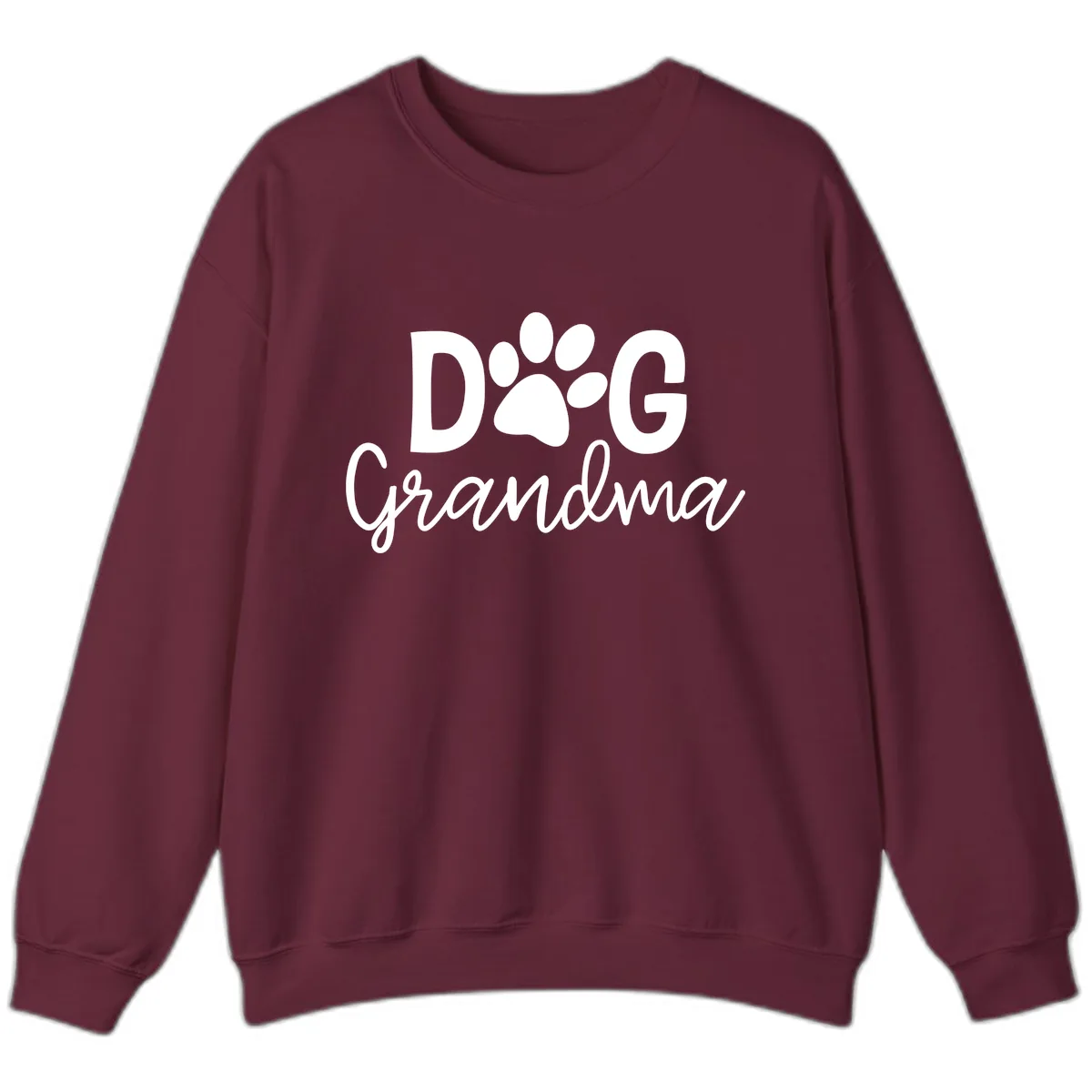 Dog Grandma Paw Print Design Sweatshirt in Maroon