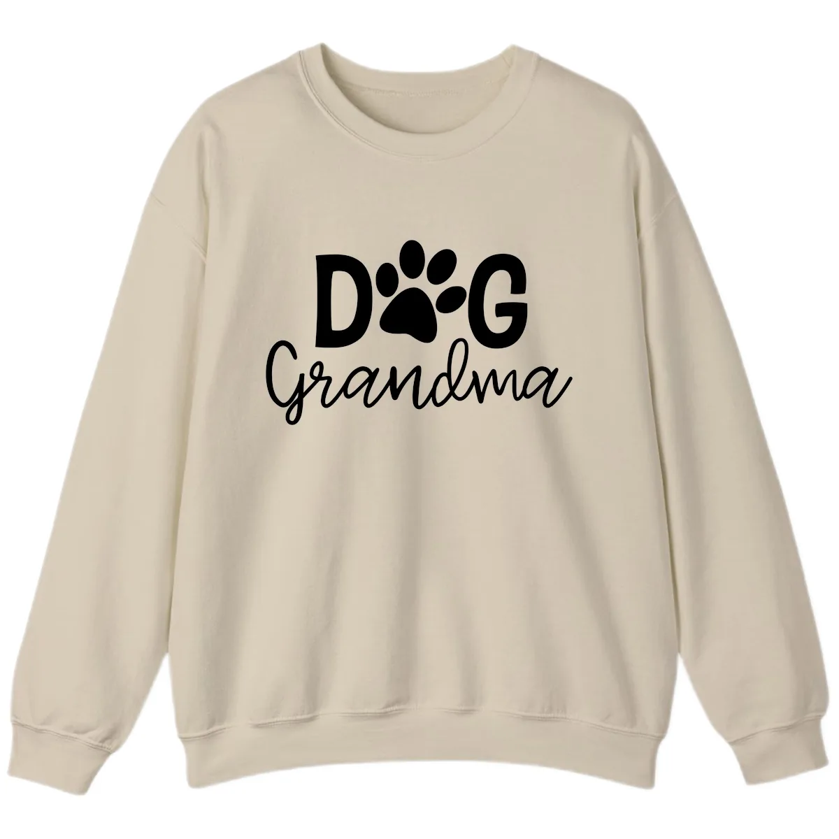 Dog Grandma Paw Print Design Sweatshirt in Sand