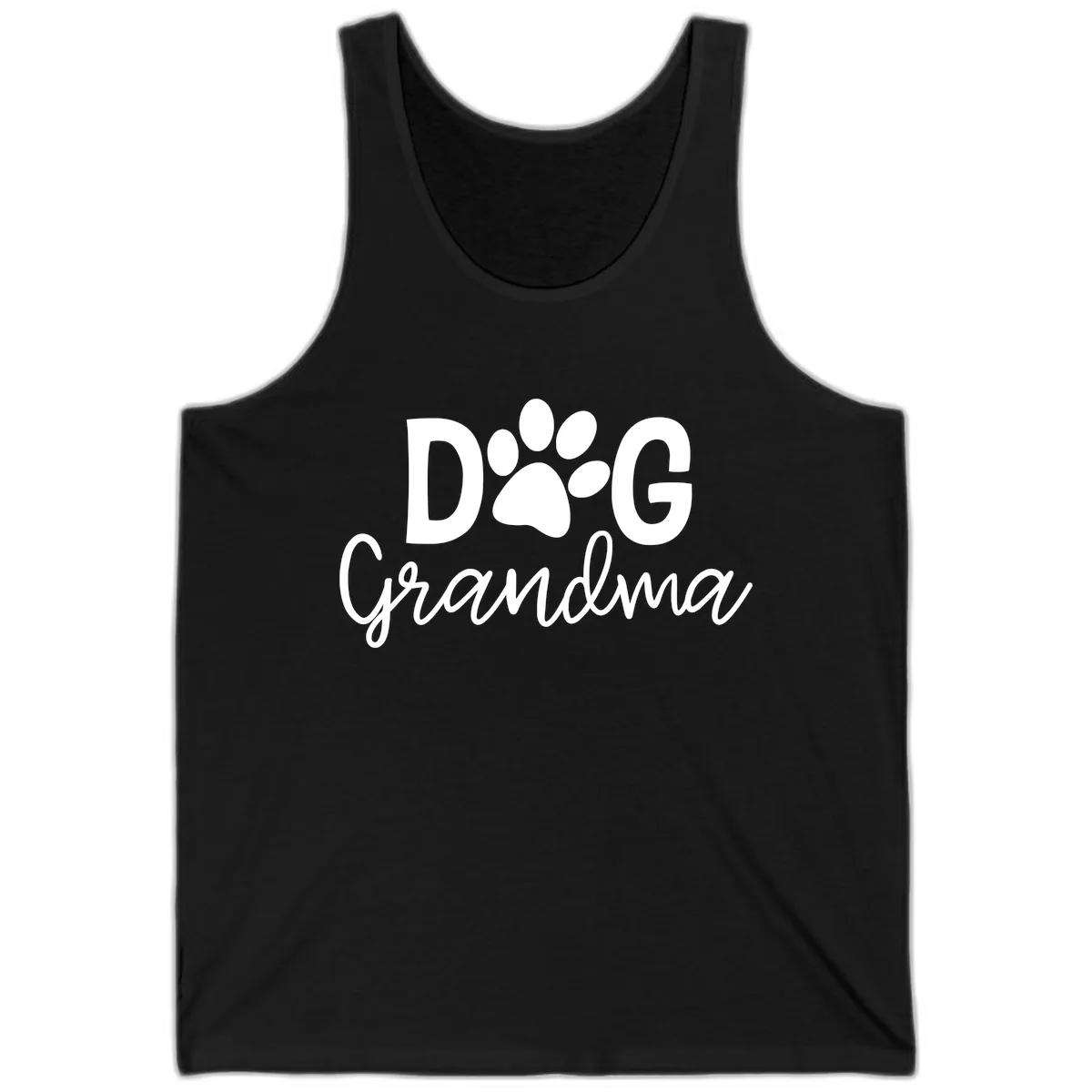 Dog Grandma Paw Print Design Tank in Black