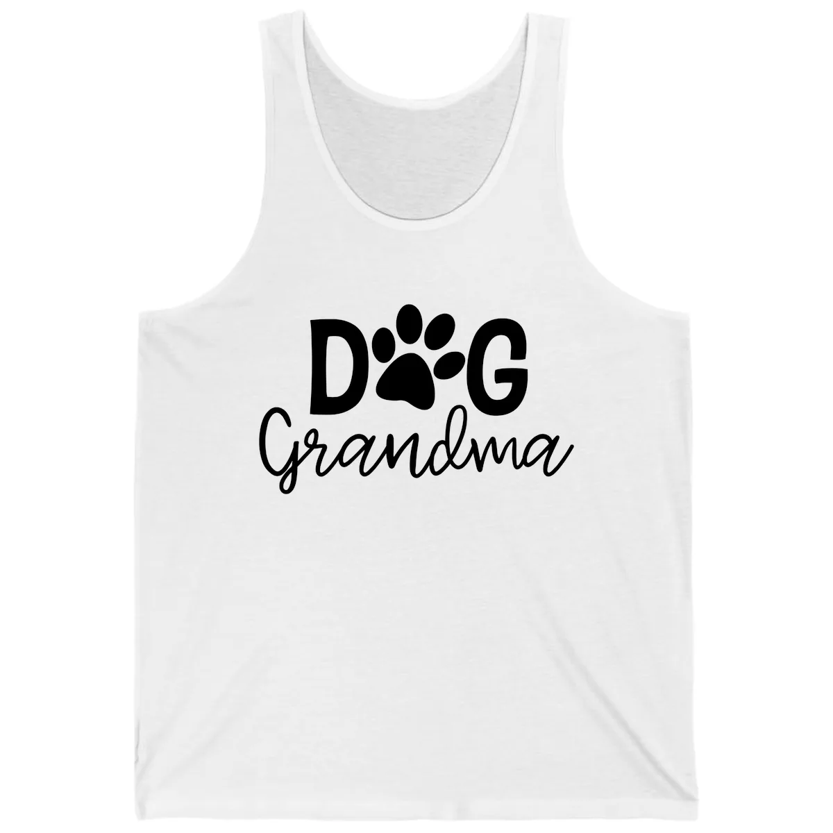 Dog Grandma Paw Print Design Tank in White