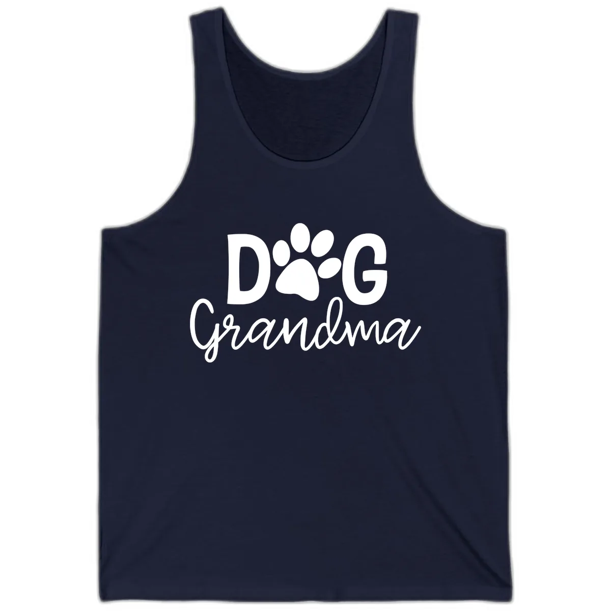 Dog Grandma Paw Print Design Tank in Navy