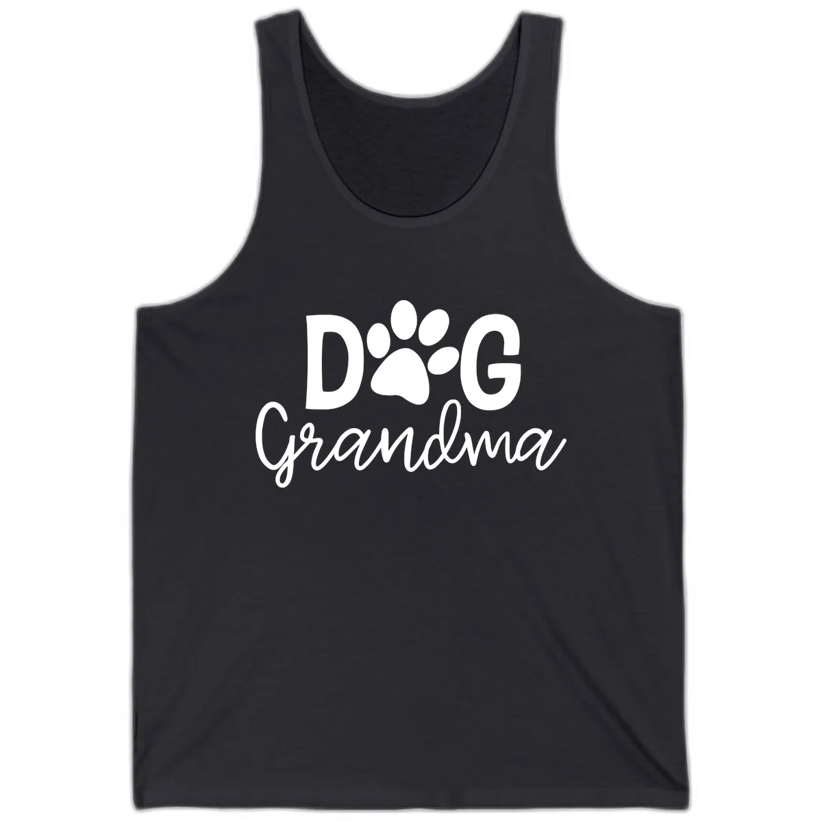 Dog Grandma Paw Print Design Tank in Dark Grey