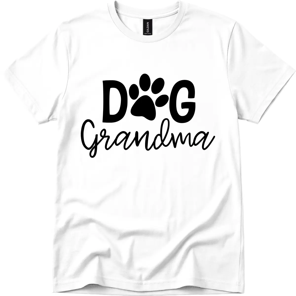Dog Grandma Paw Print Design T-Shirt in White