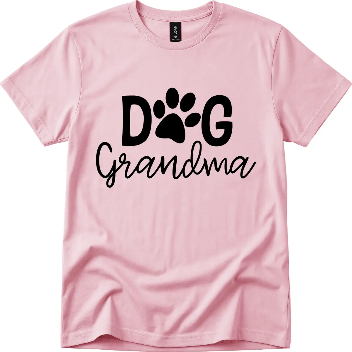 Dog Grandma Paw Print Design T-Shirt in Light Pink