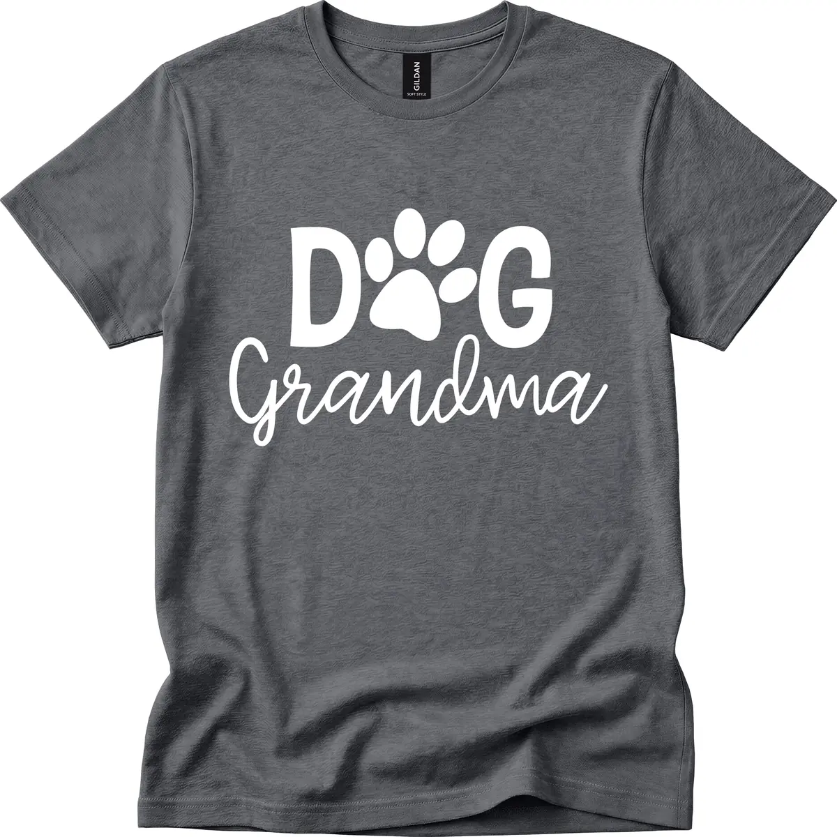 Dog Grandma Paw Print Design T-Shirt in Dark Heather