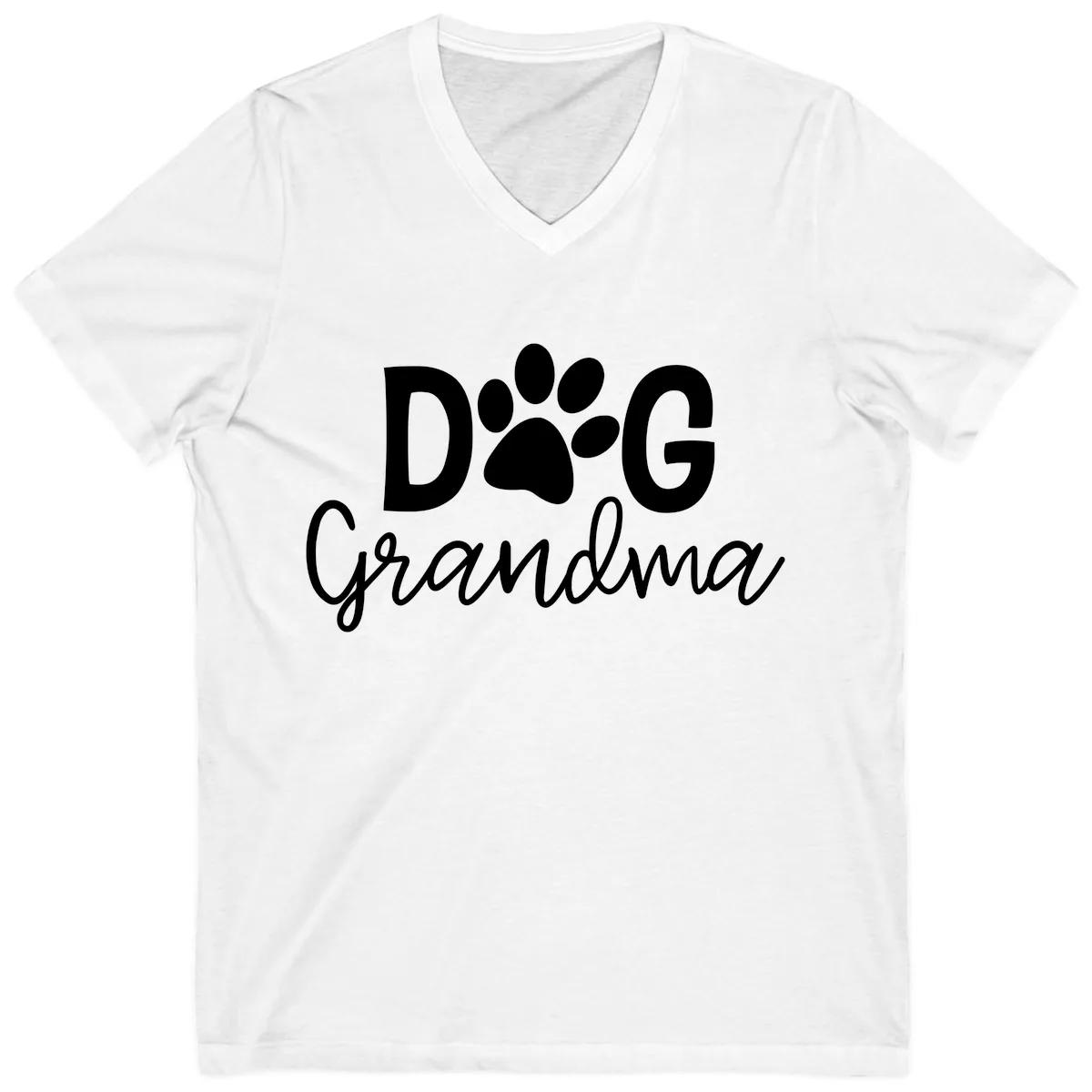 Dog Grandma Paw Print Design V-Neck in White