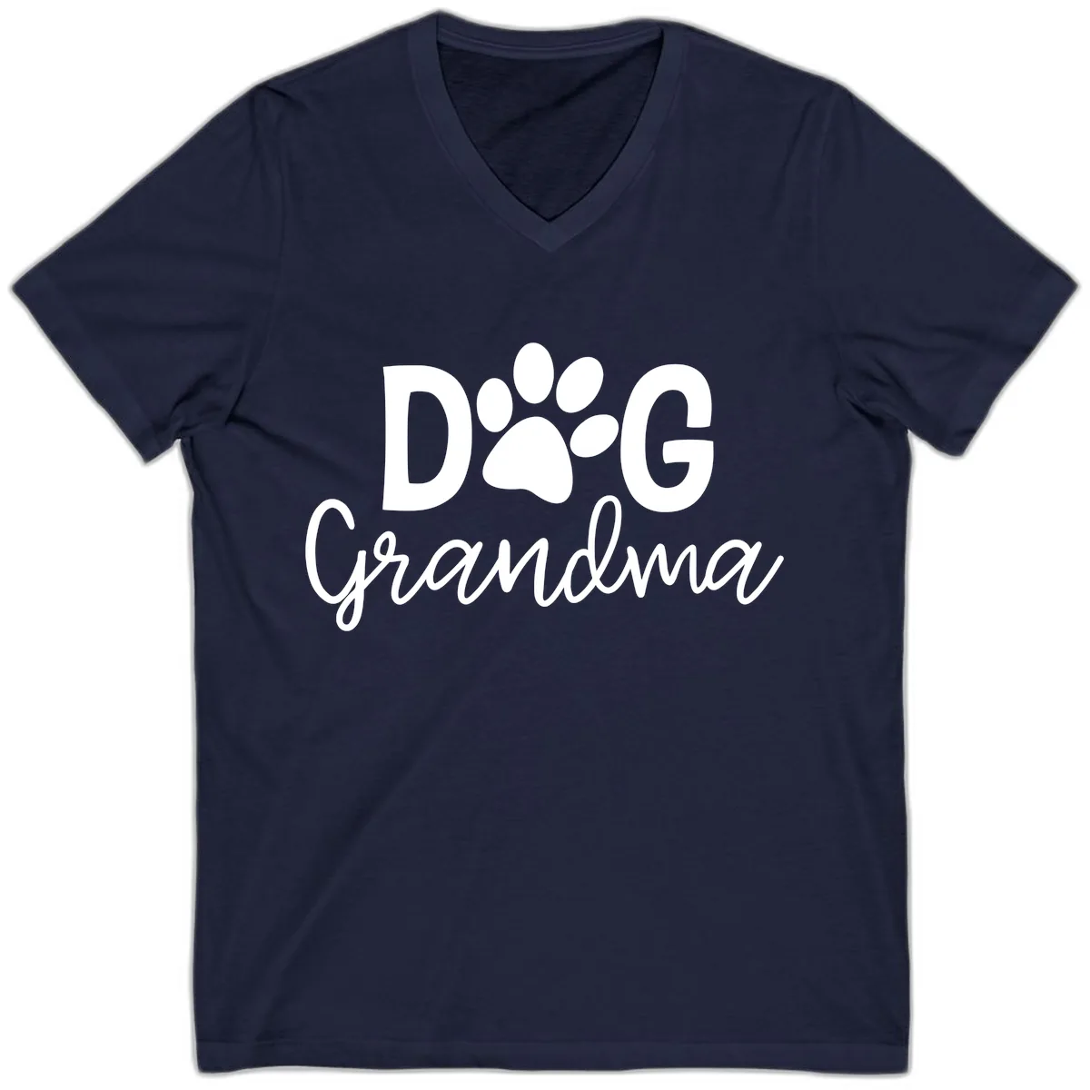 Dog Grandma Paw Print Design V-Neck in Navy