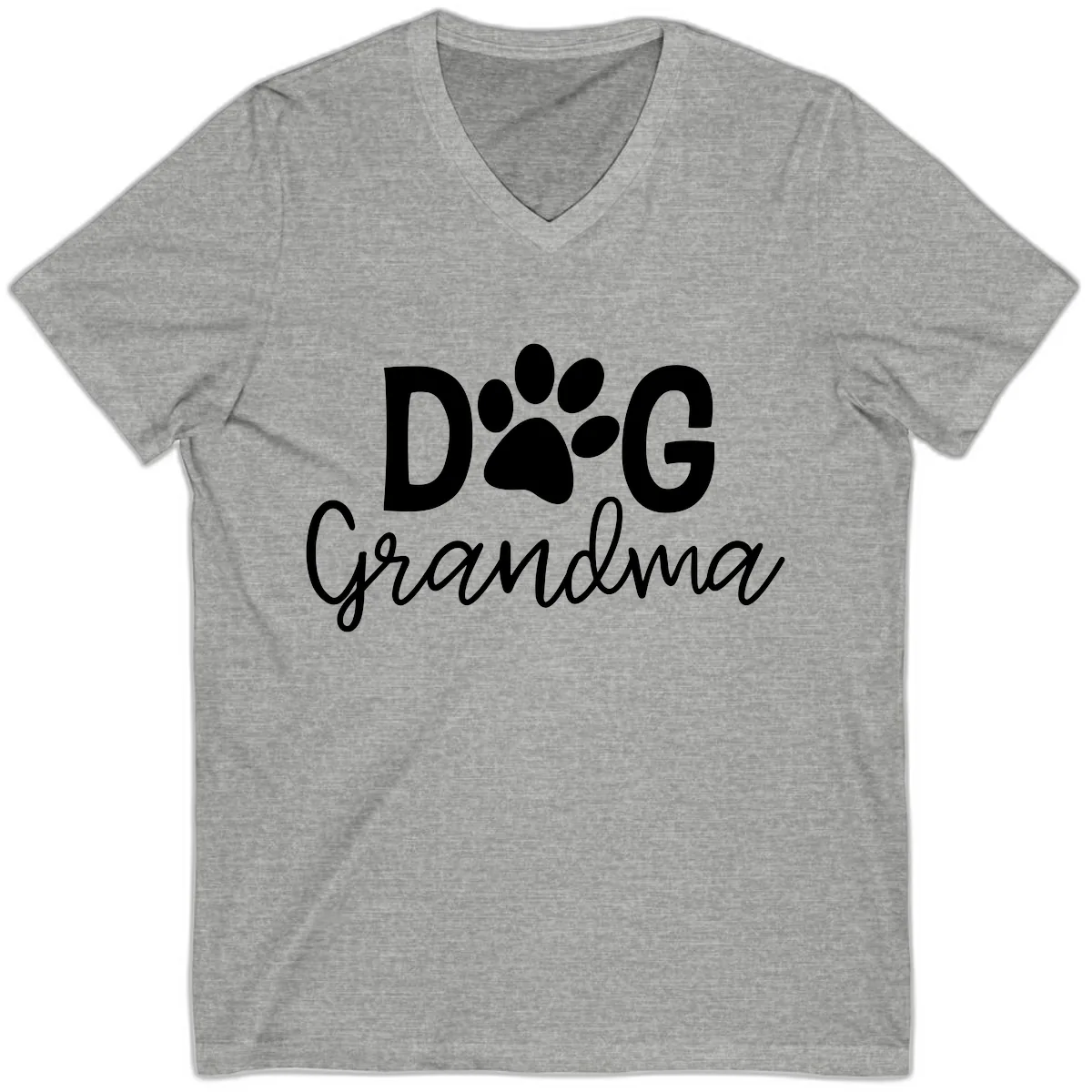 Dog Grandma Paw Print Design V-Neck in Athletic Heather
