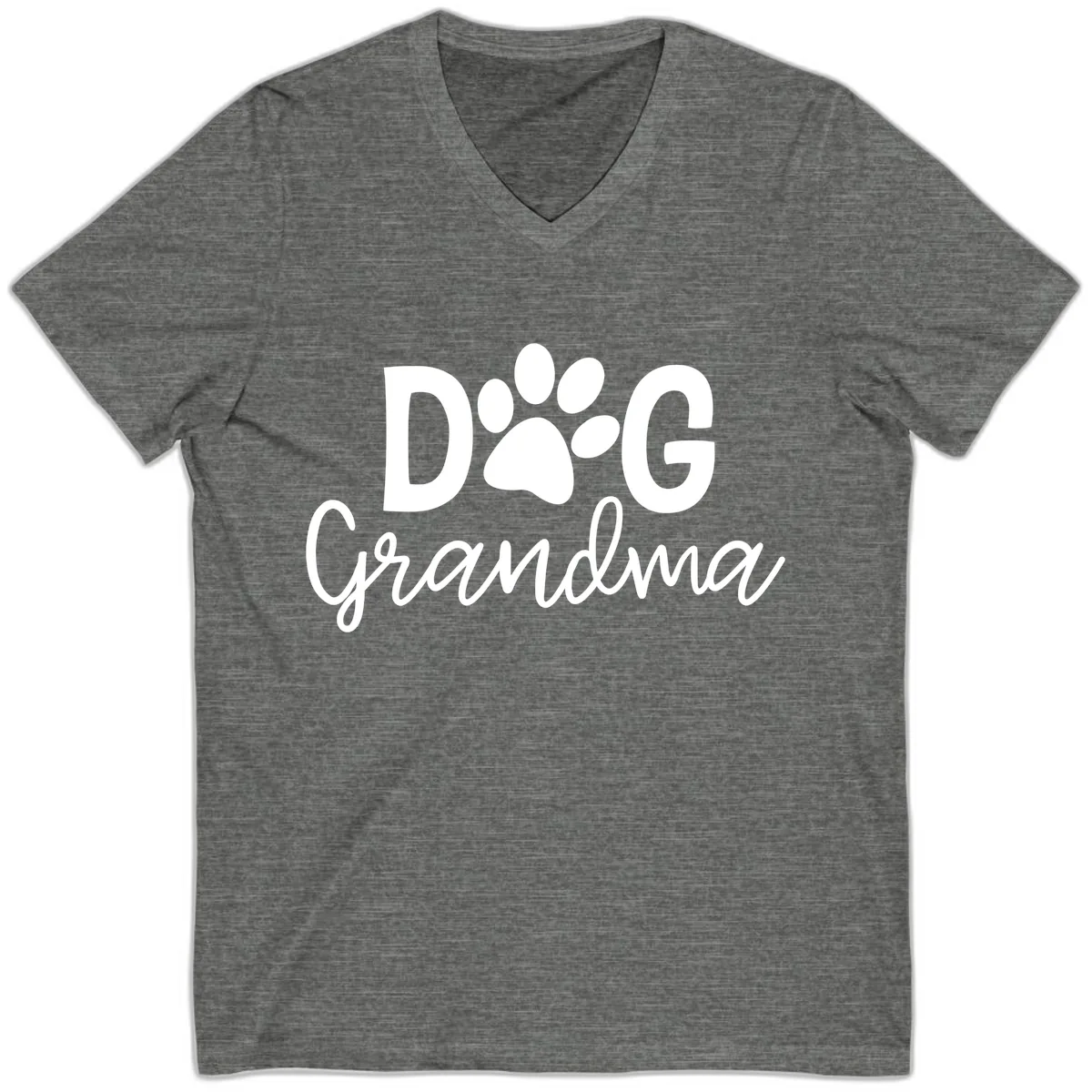 Dog Grandma Paw Print Design V-Neck in Deep Heather