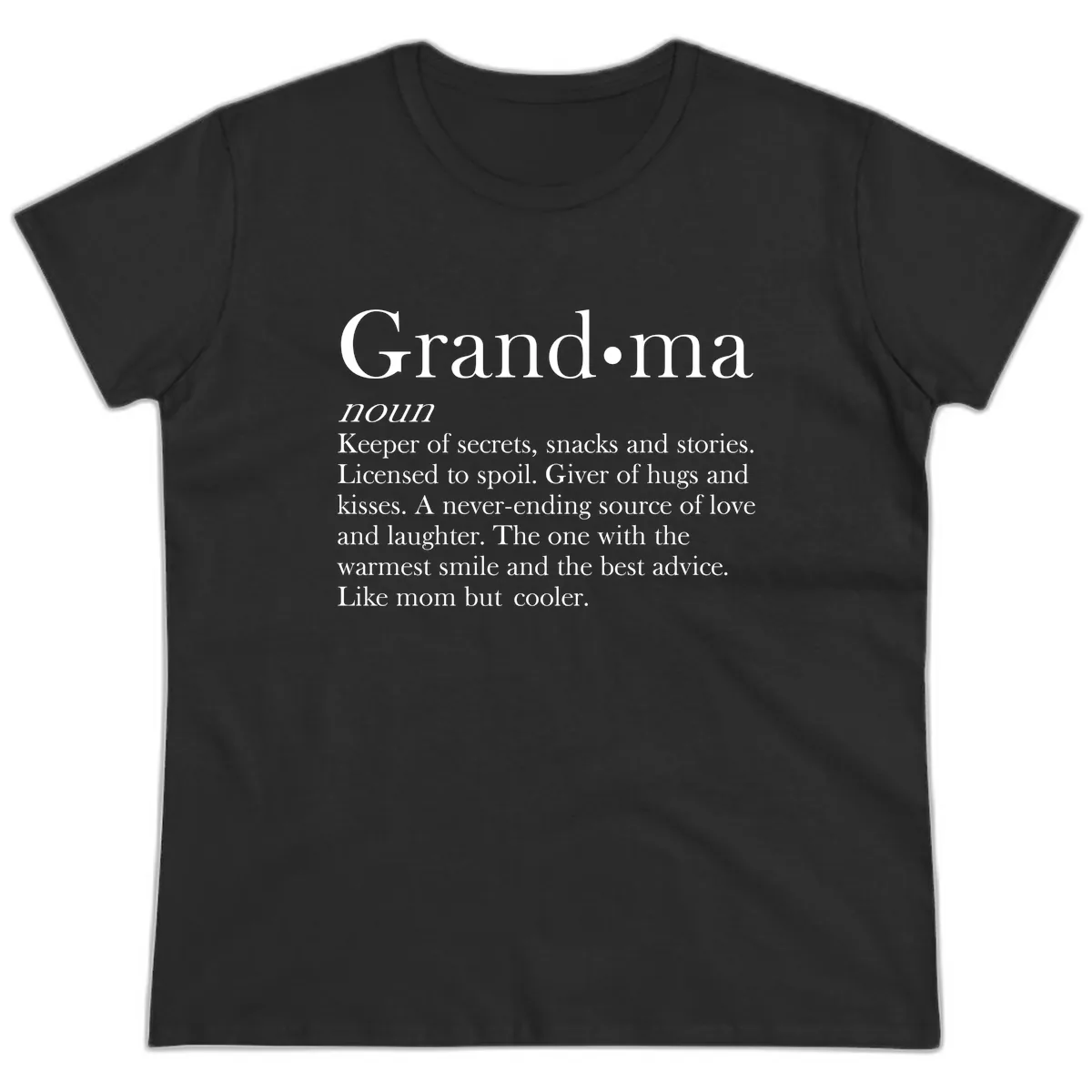 Grandma Definition And Quote Ladies Tee in Black