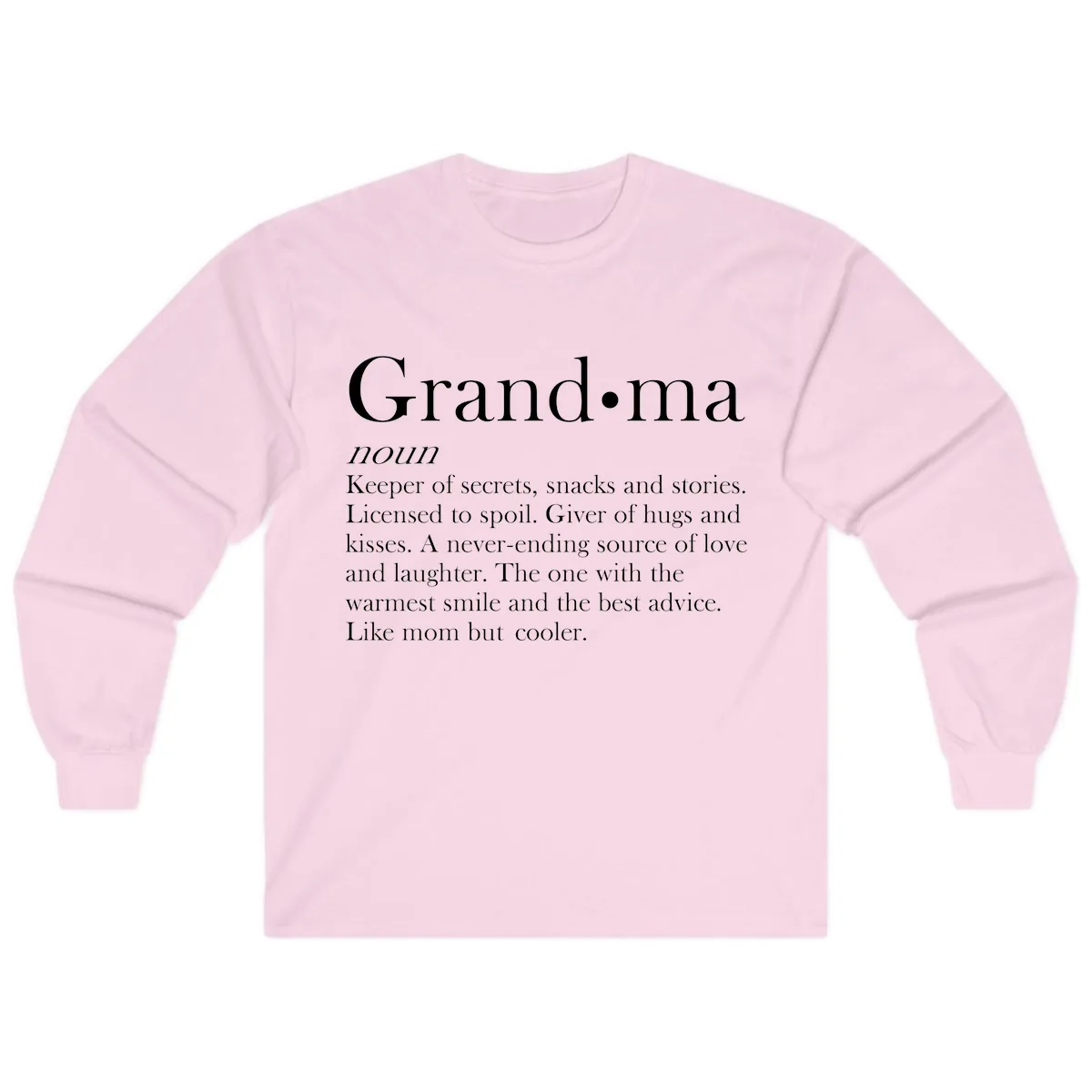 Grandma Definition And Quote Long Sleeve in Light Pink