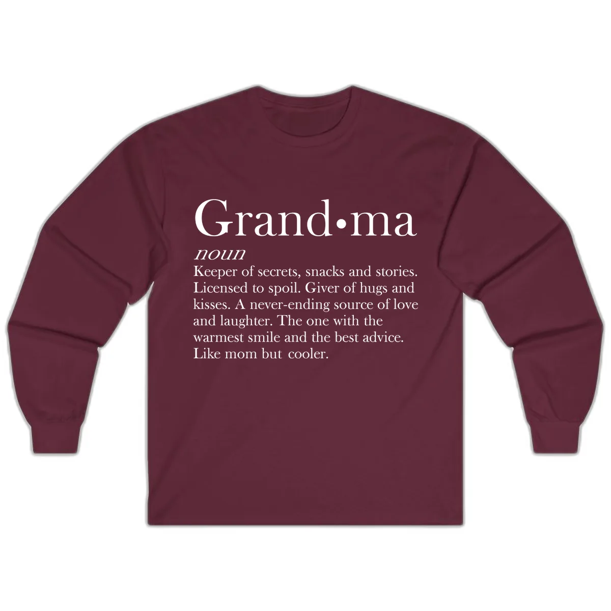 Grandma Definition And Quote Long Sleeve in Maroon