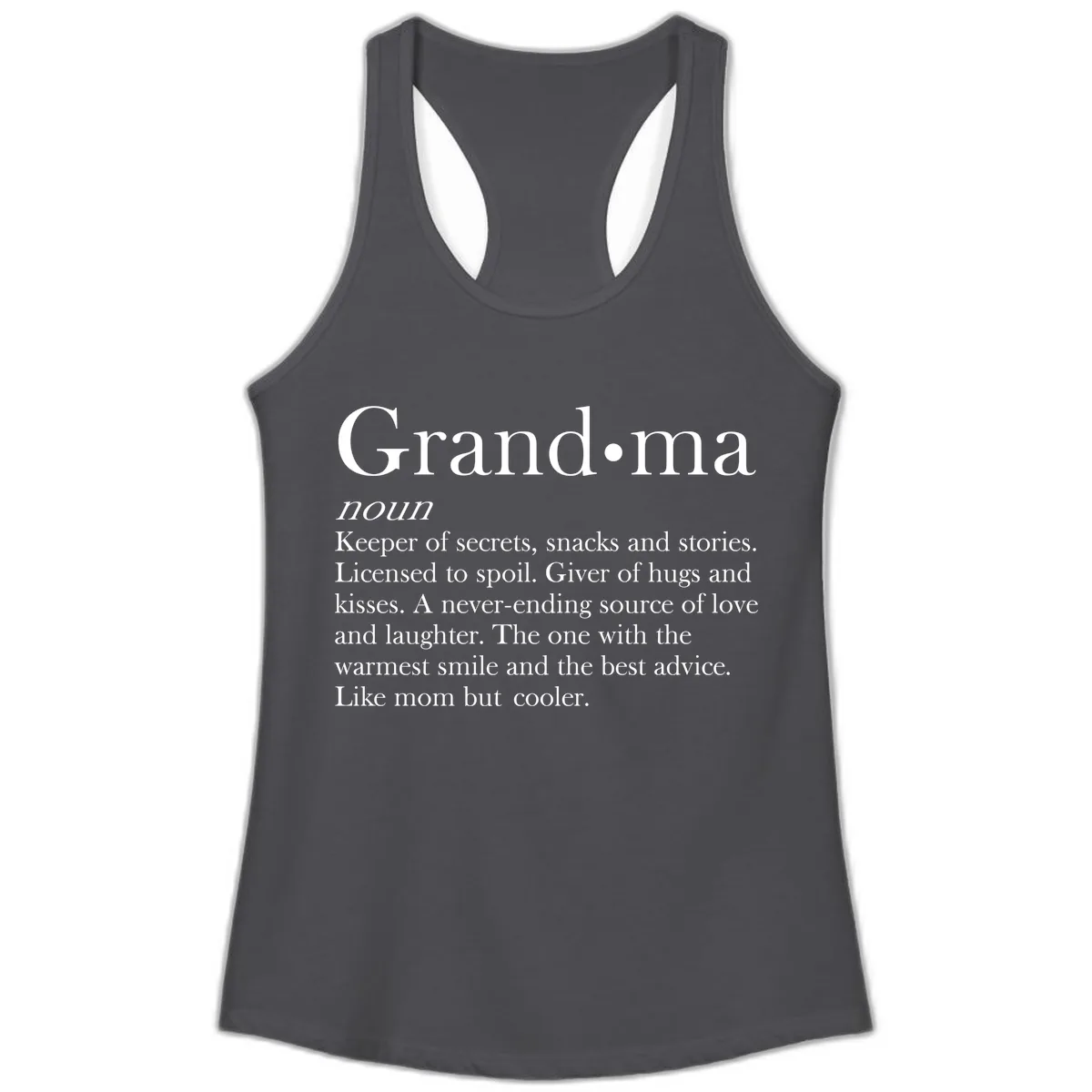 Grandma Definition And Quote Ladies Tank in Solid Dark Gray
