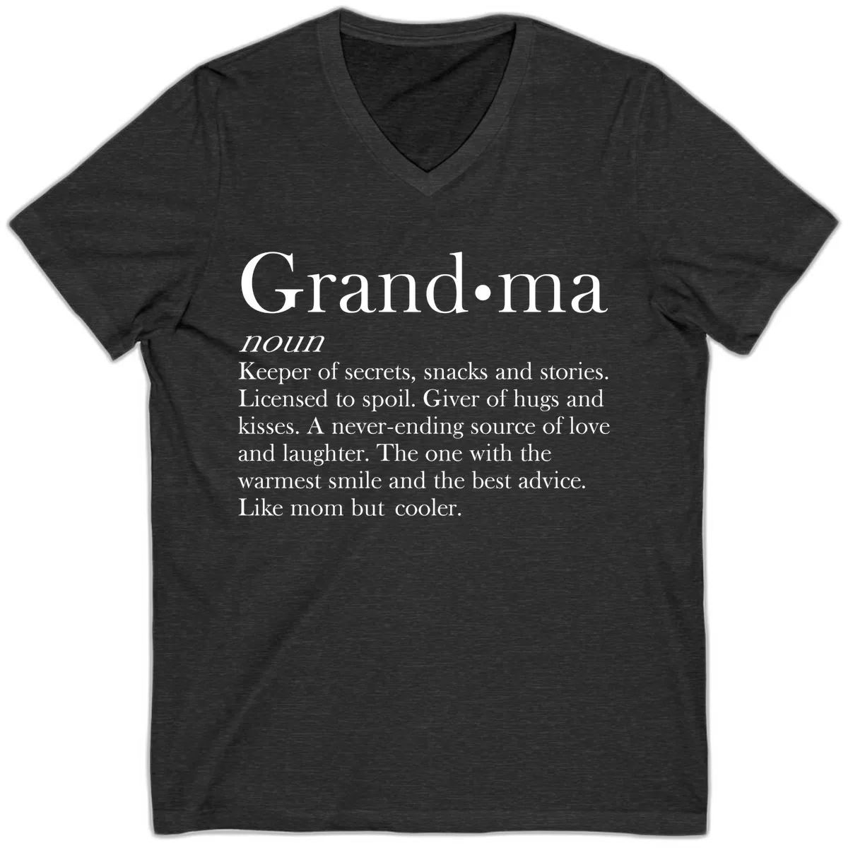 Grandma Definition And Quote V-Neck in Dark Grey Heather