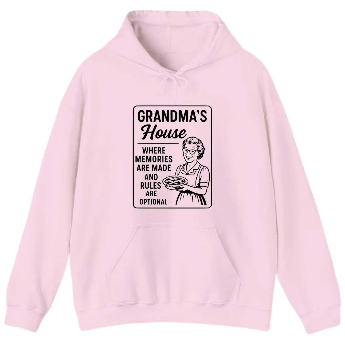 Grandma's House Rules Are Optional Hoodie in Light Pink