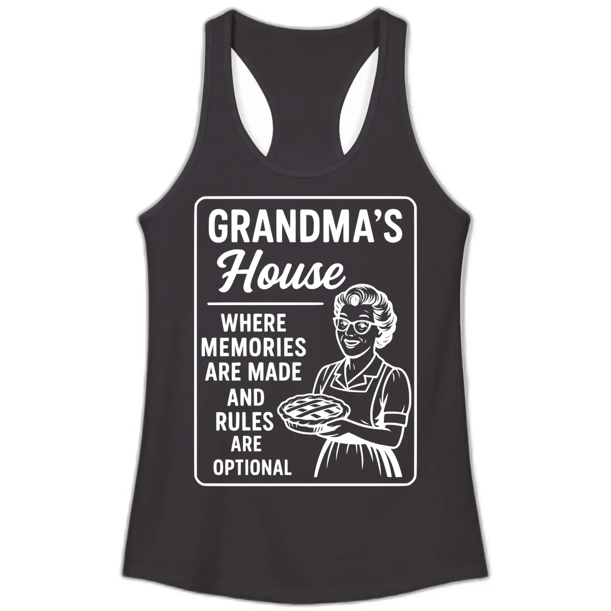 Grandma's House Rules Are Optional Ladies Tank in Black