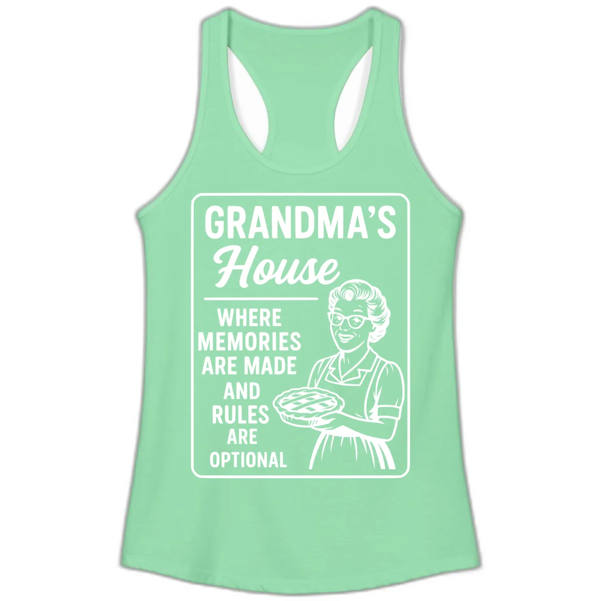 Grandma's House Rules Are Optional Ladies Tank in Solid Mint