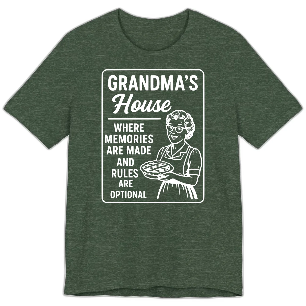 Grandma's House Rules Are Optional Premium T-Shirt in Heather Forest