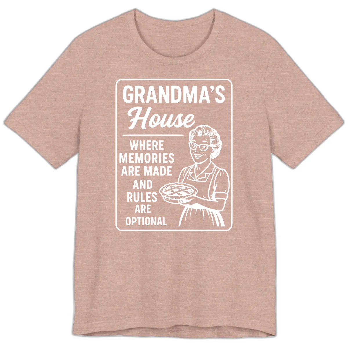 Grandma's House Rules Are Optional Premium T-Shirt in Heather Prism Peach