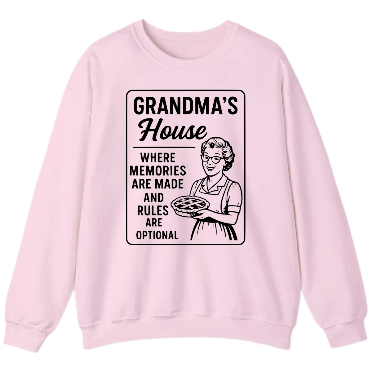 Grandma's House Rules Are Optional Sweatshirt in Light Pink