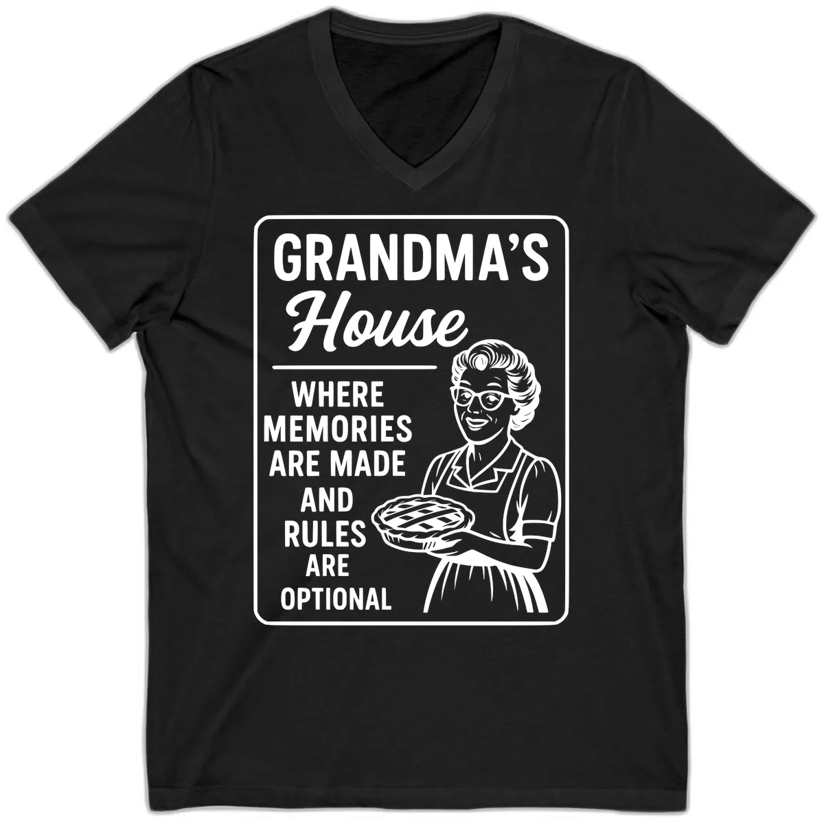 Grandma's House Rules Are Optional V-Neck in Black