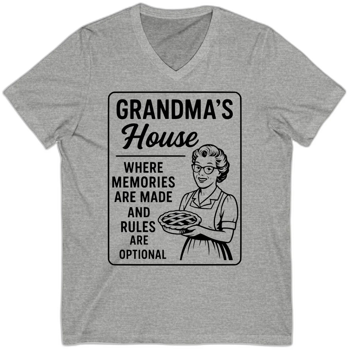 Grandma's House Rules Are Optional V-Neck in Athletic Heather