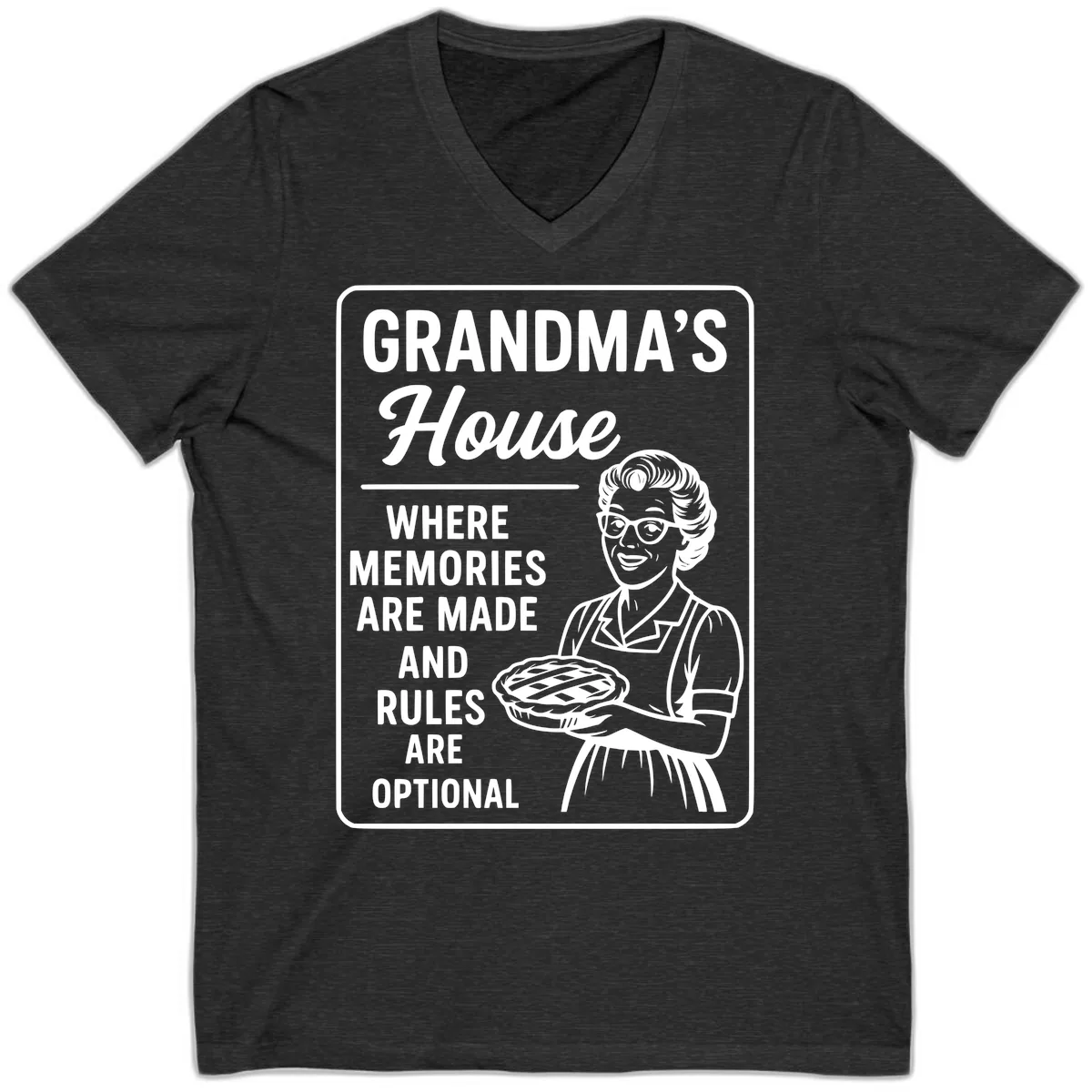 Grandma's House Rules Are Optional V-Neck in Dark Grey Heather