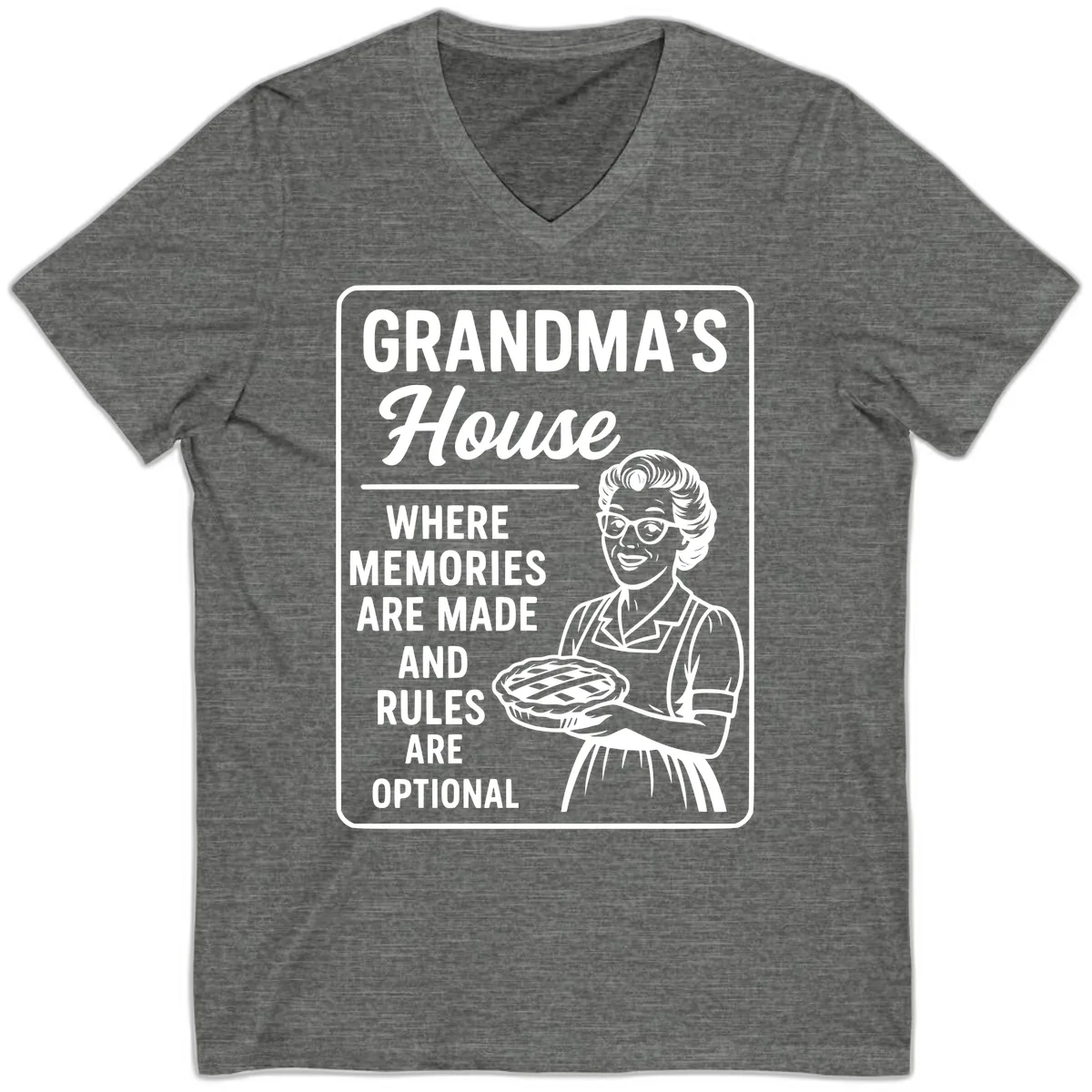 Grandma's House Rules Are Optional V-Neck in Deep Heather