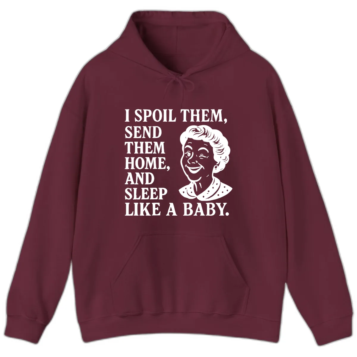 Spoil Them Sleep Like A Baby Grandma Hoodie in Maroon