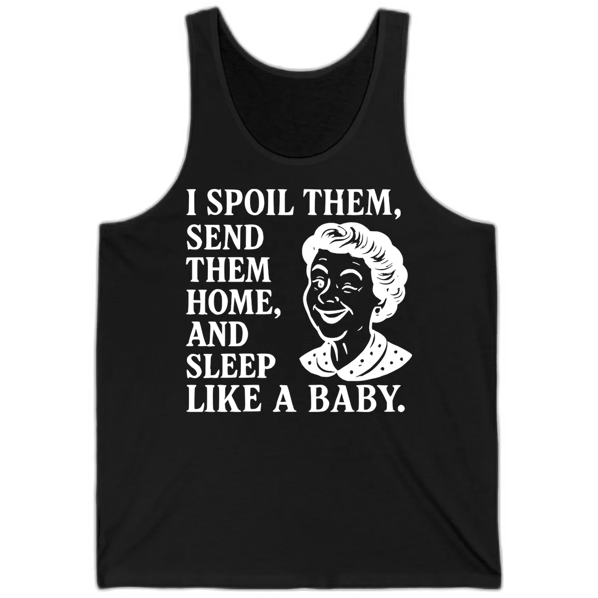 Spoil Them Sleep Like A Baby Grandma Tank in Black
