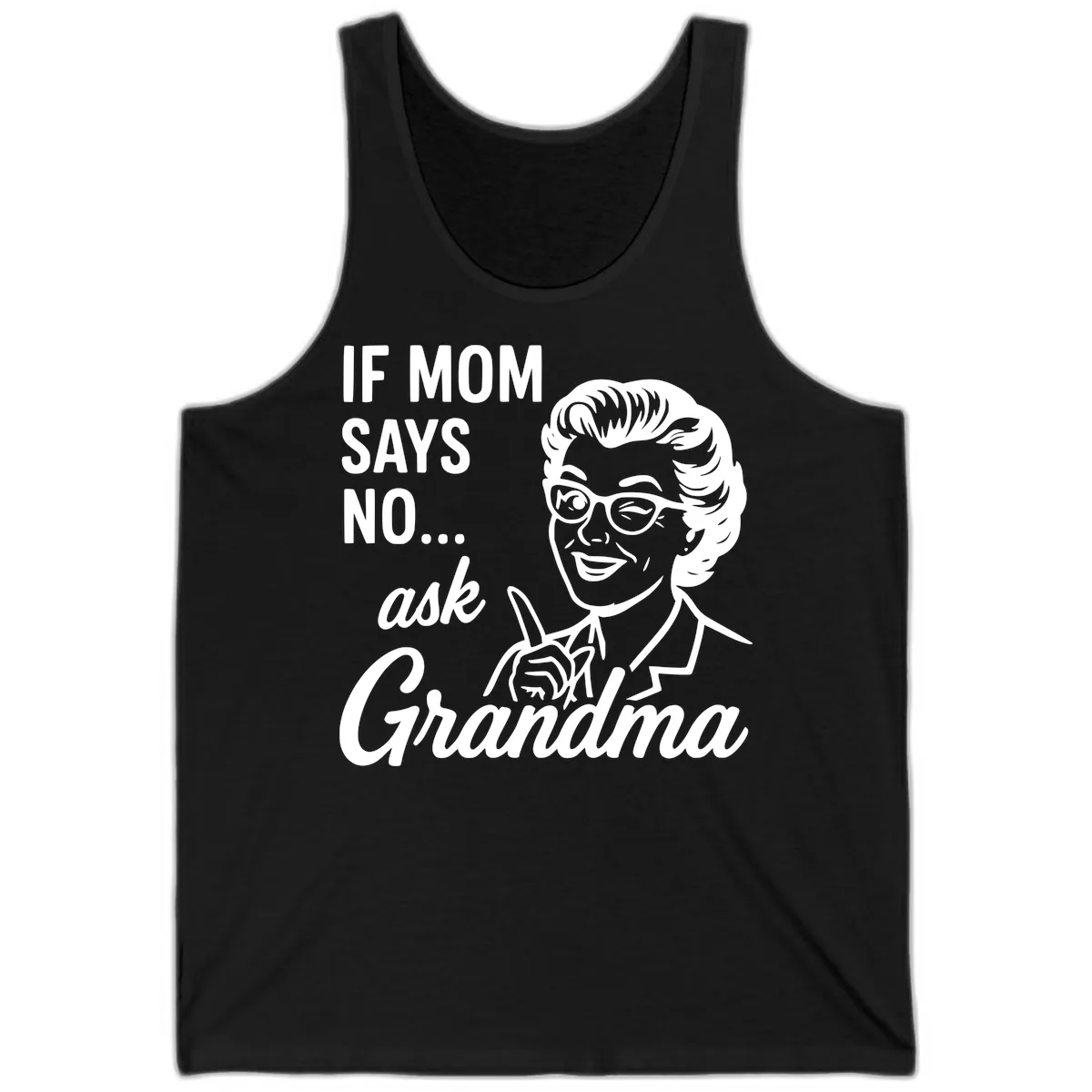 If Mom Says No Ask Grandma Tank in Black