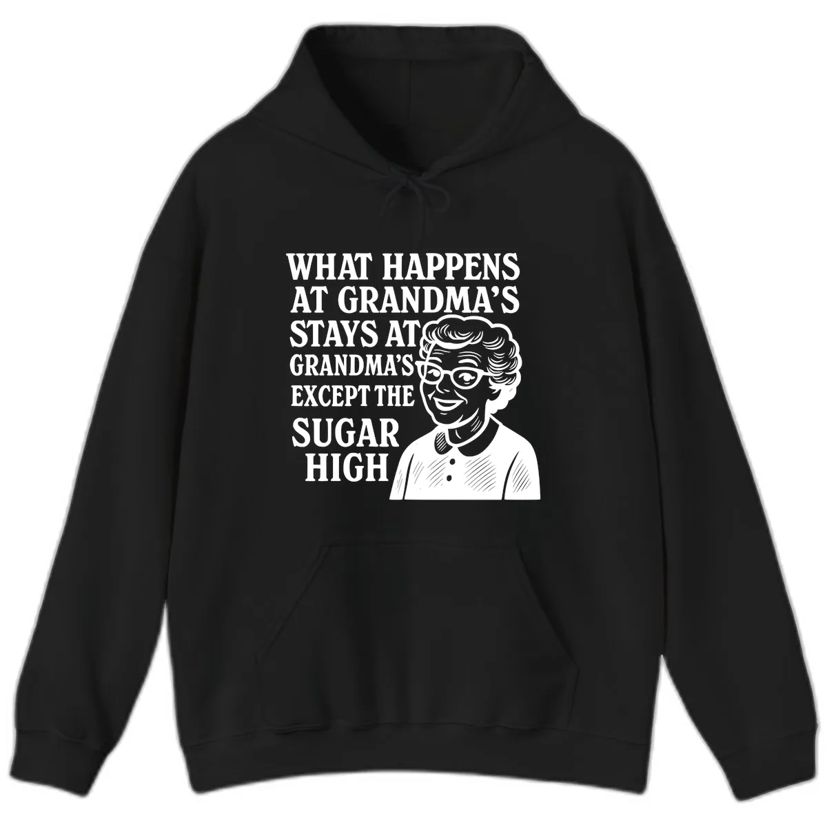What Happens At Grandma's Sugar High Hoodie in Black