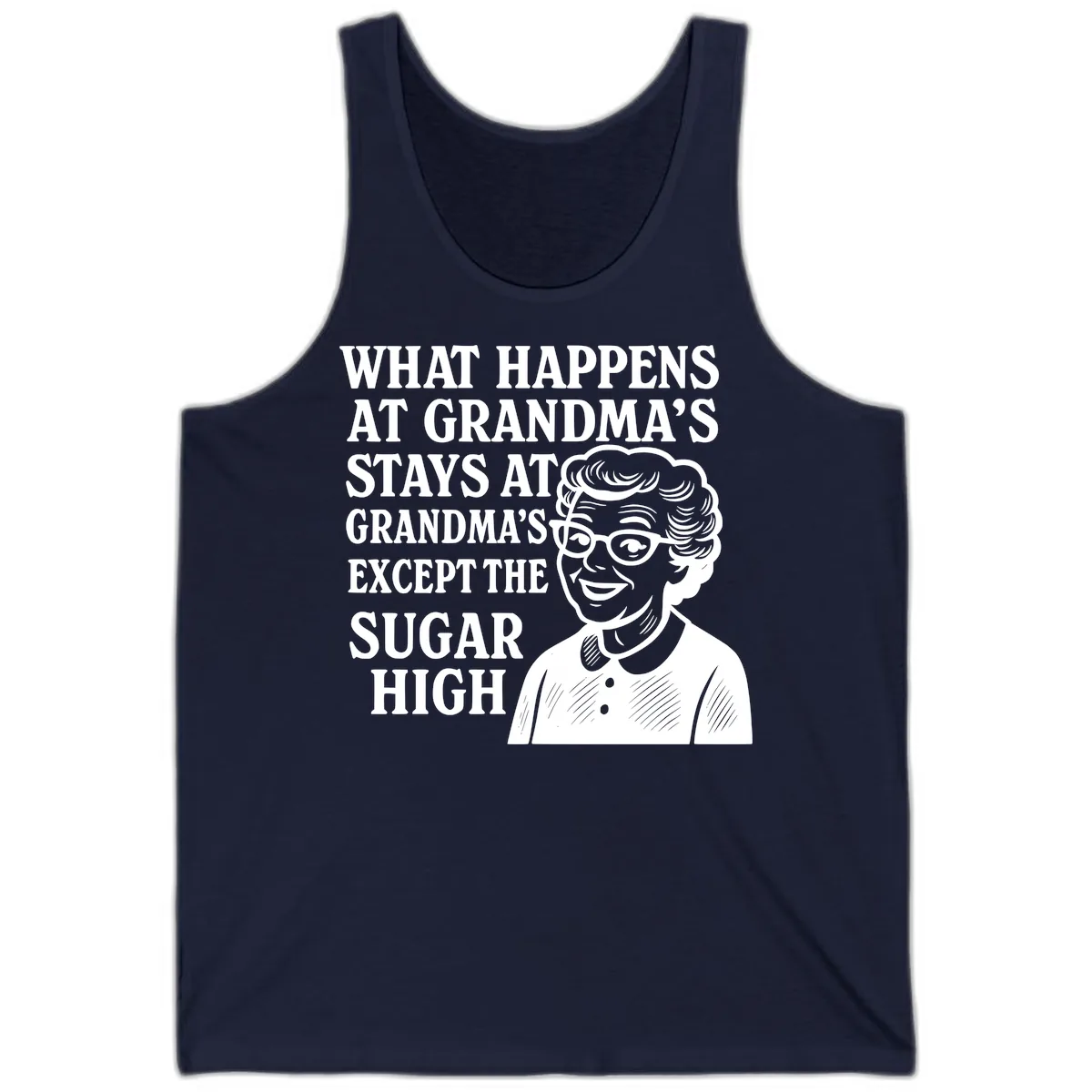 What Happens At Grandma's Sugar High Tank in Navy