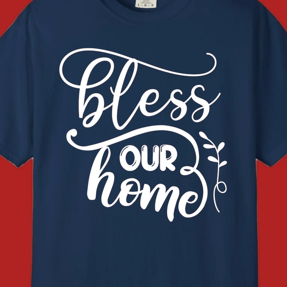 Bless our home typography design with floral accents.