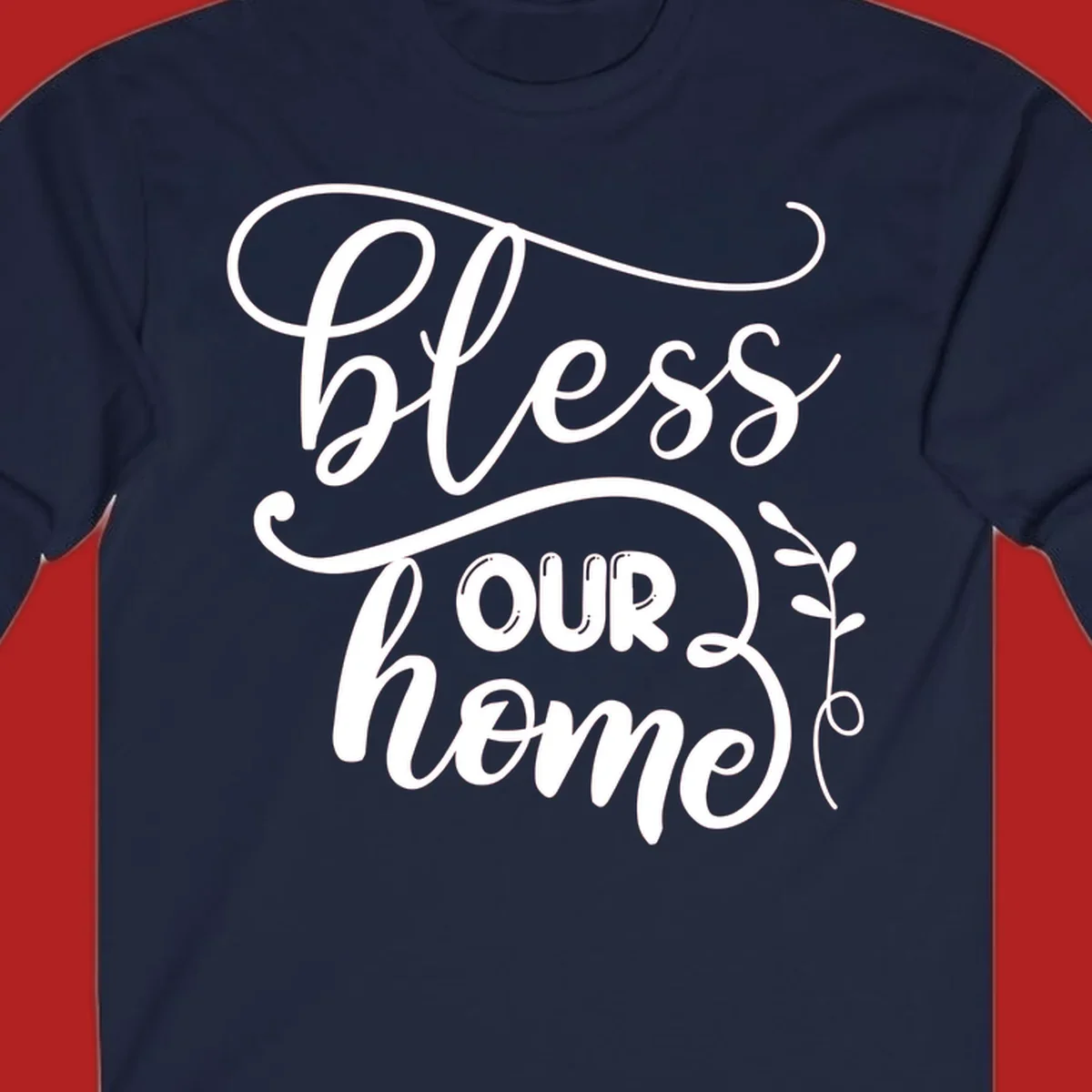 Bless our home typography design with floral accents.