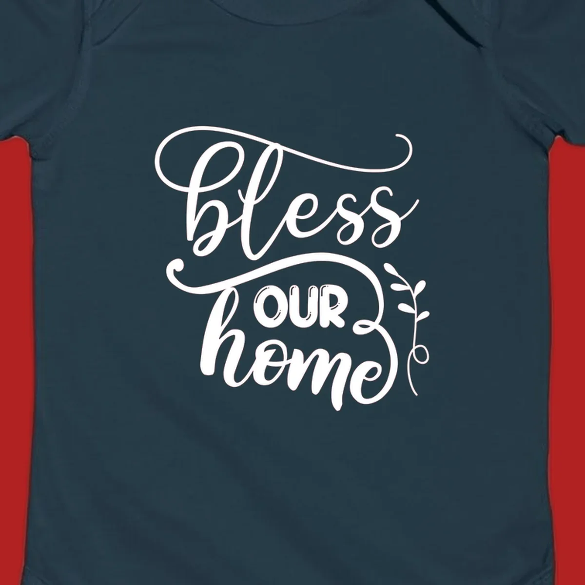 Bless our home typography design with floral accents.