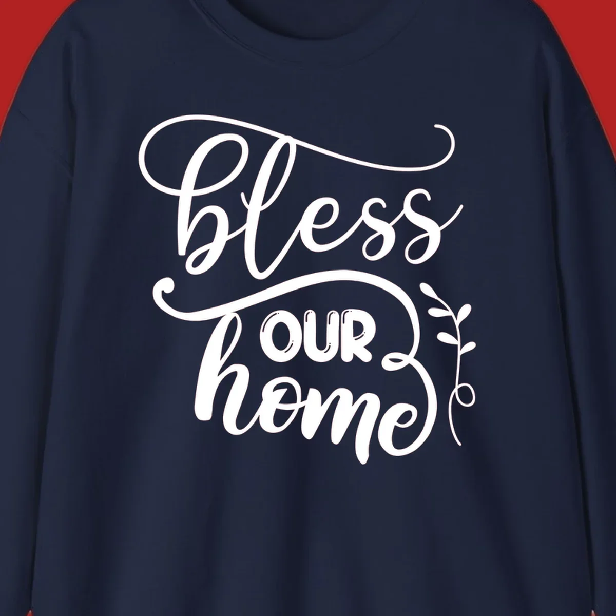 Bless our home typography design with floral accents.