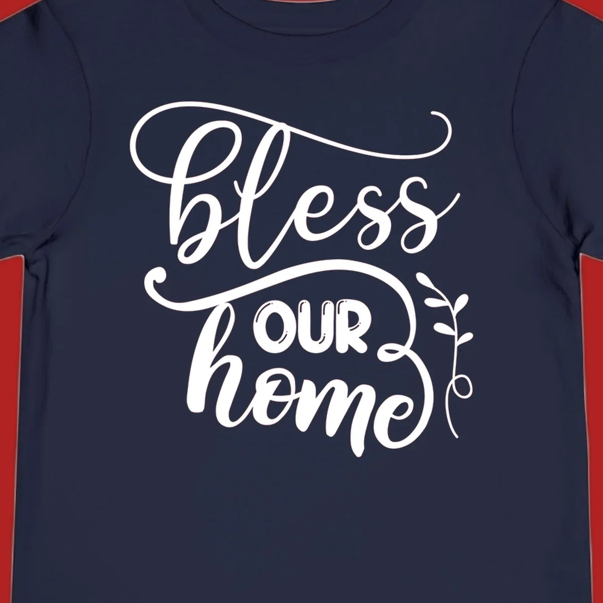 Bless our home typography design with floral accents.
