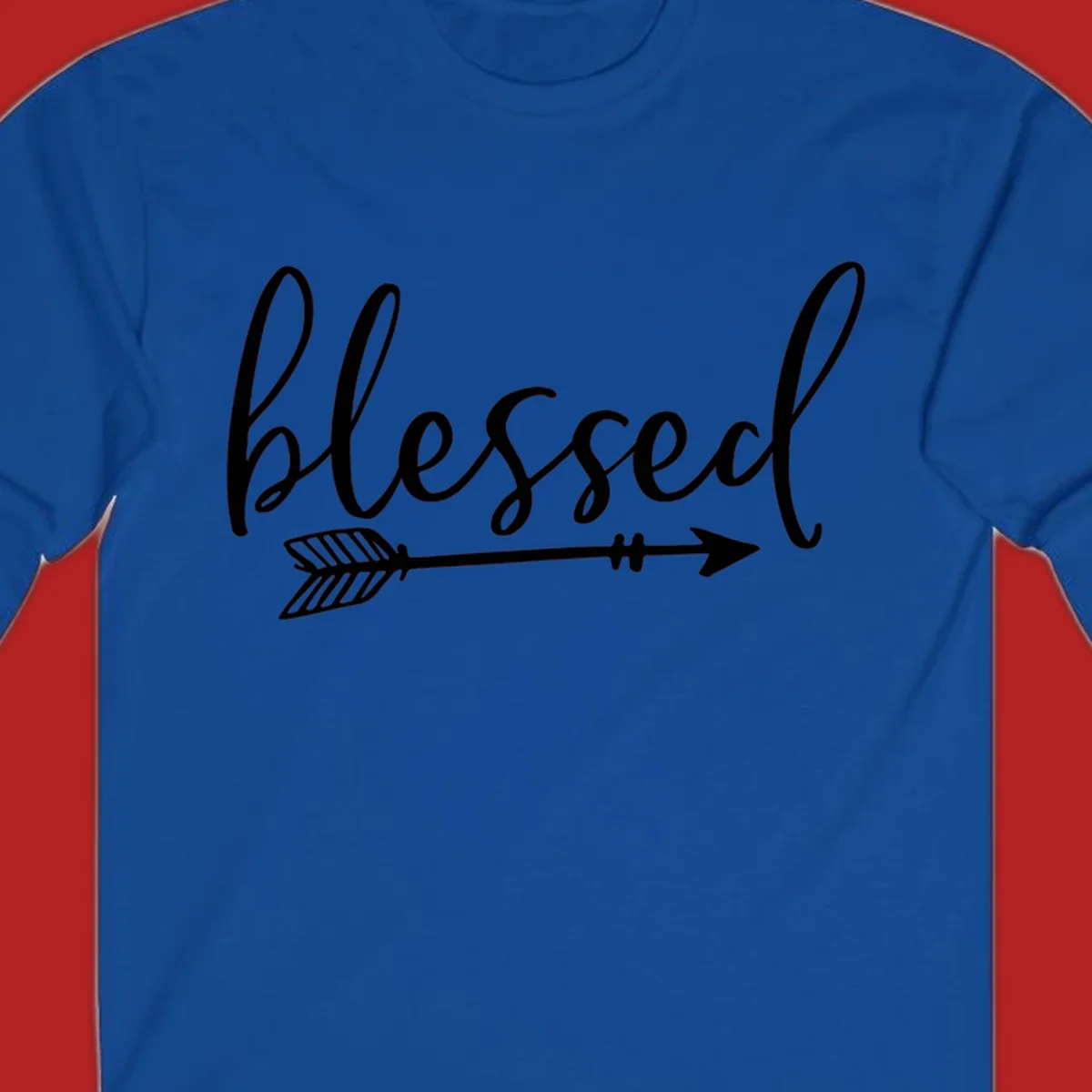 Blessed arrow script design with flowing text and an arrow graphic.