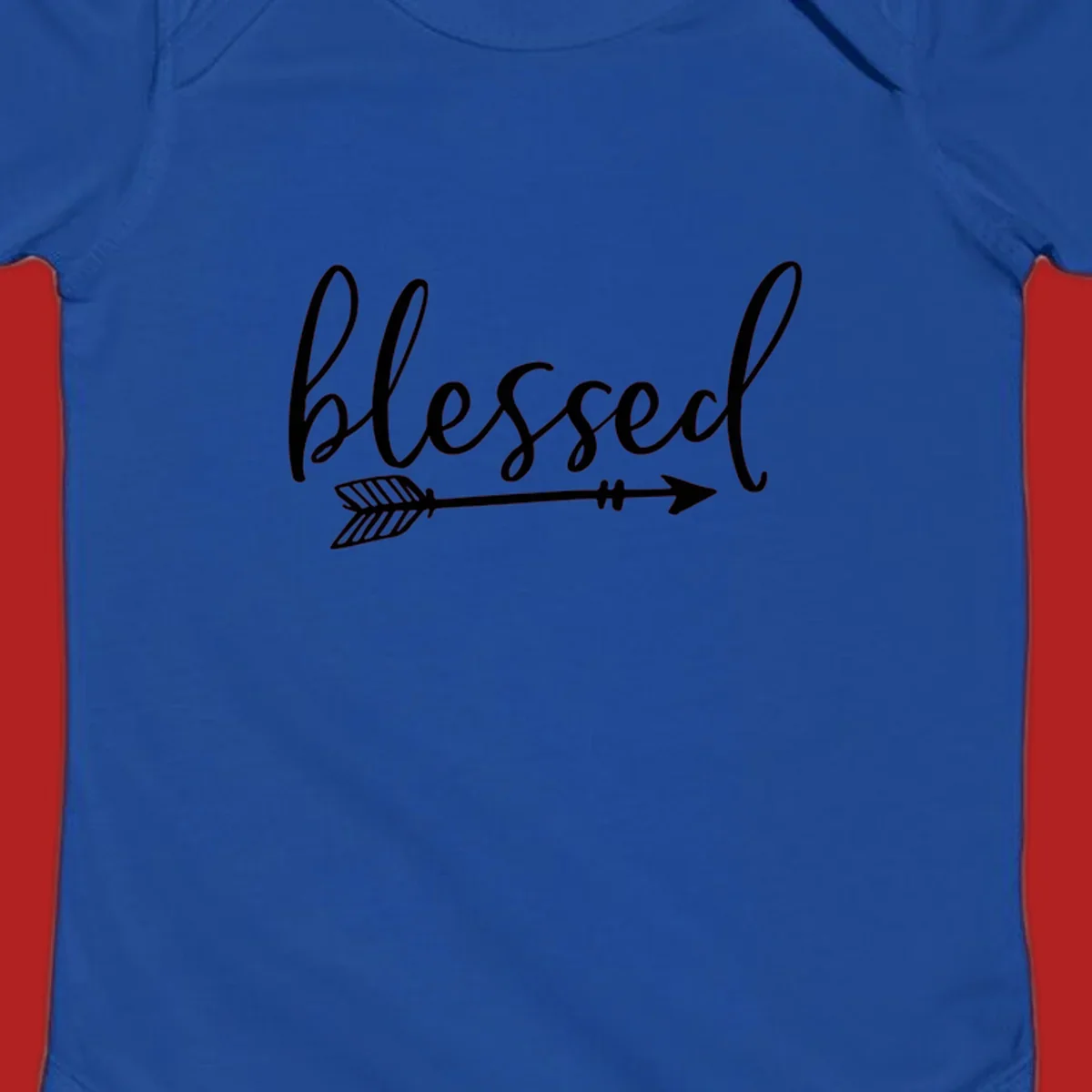 Blessed arrow script design with flowing text and an arrow graphic.