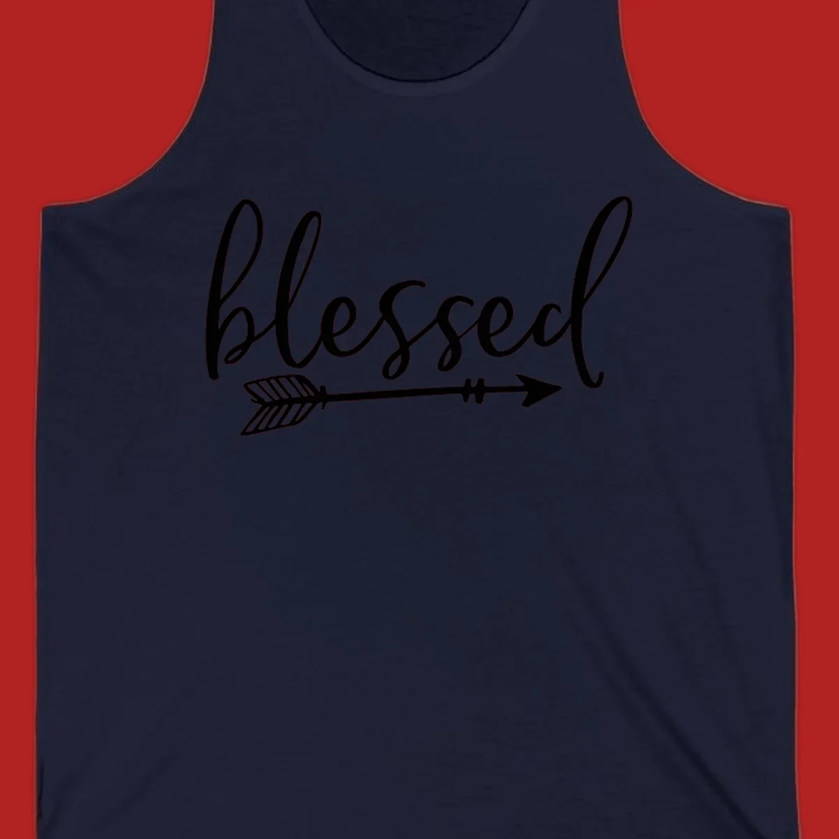 Blessed arrow script design with flowing text and an arrow graphic.