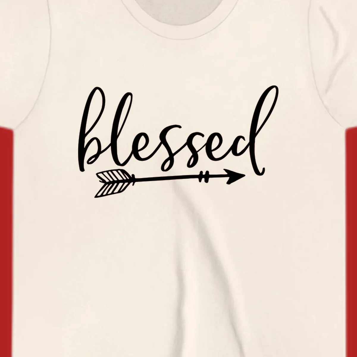 Blessed arrow script design with flowing text and an arrow graphic.