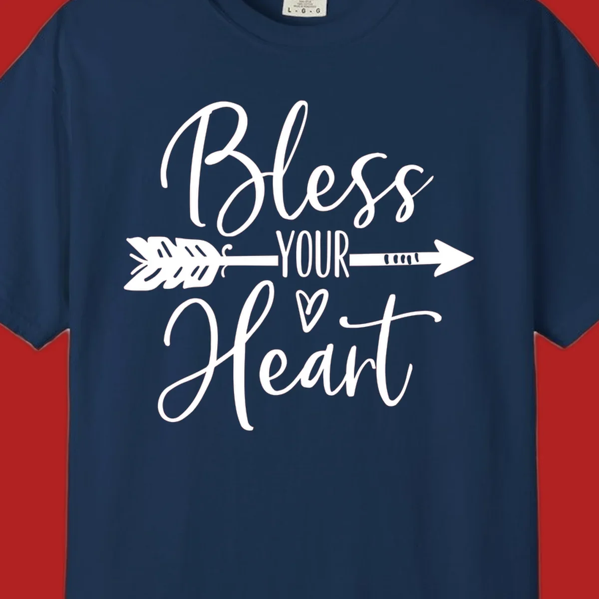 Bless your heart arrow graphic with text, suitable for gift tee.