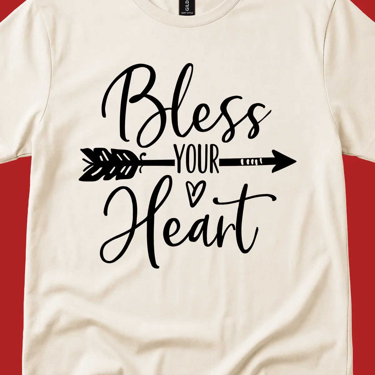 Bless your heart arrow graphic with text, suitable for gift tee.
