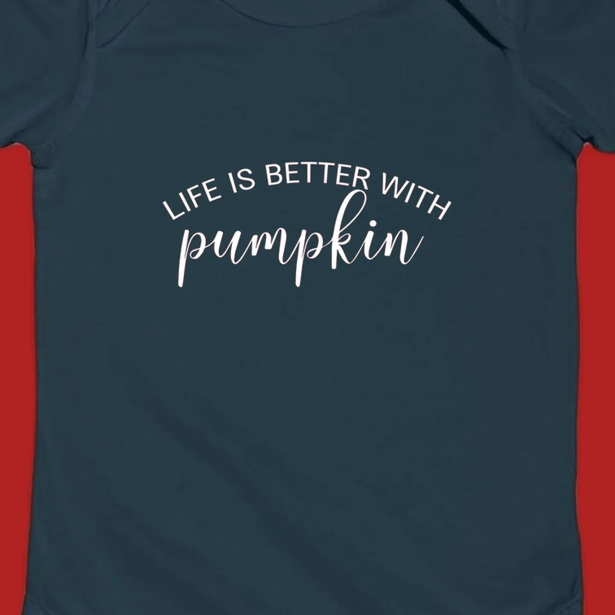 Life is better with pumpkin phrase in white text on black background.