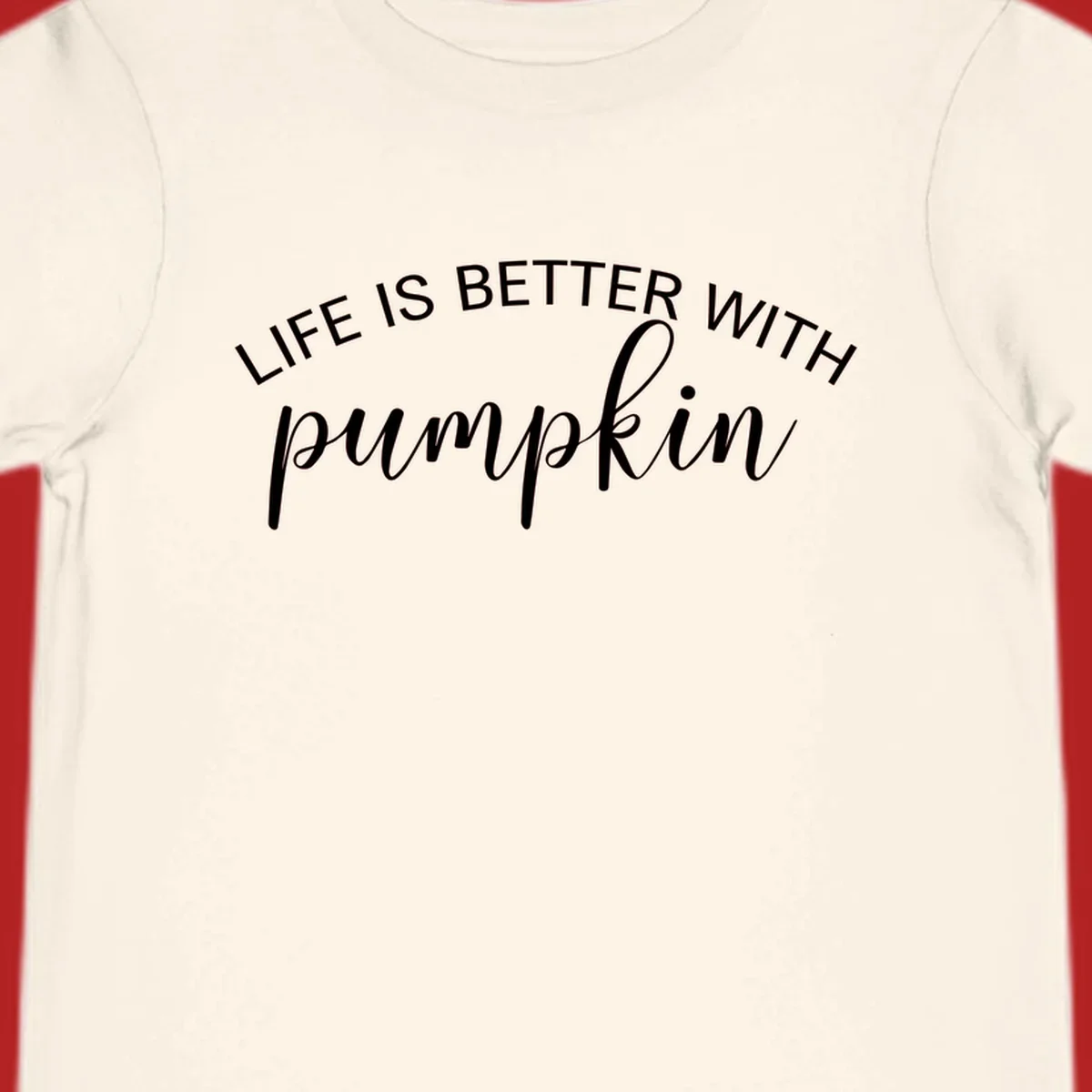 Life is better with pumpkin phrase in white text on black background.