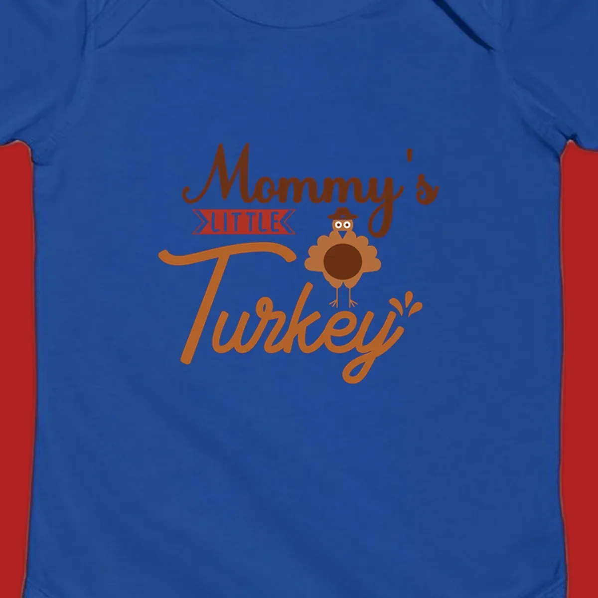 Mommy's Little Turkey Thanksgiving graphic with a cartoon turkey and playful text.