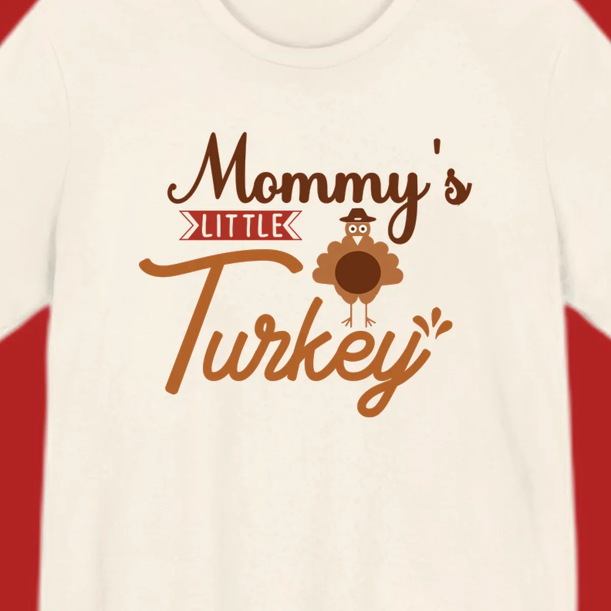 Mommy's Little Turkey Thanksgiving graphic with a cartoon turkey and playful text.