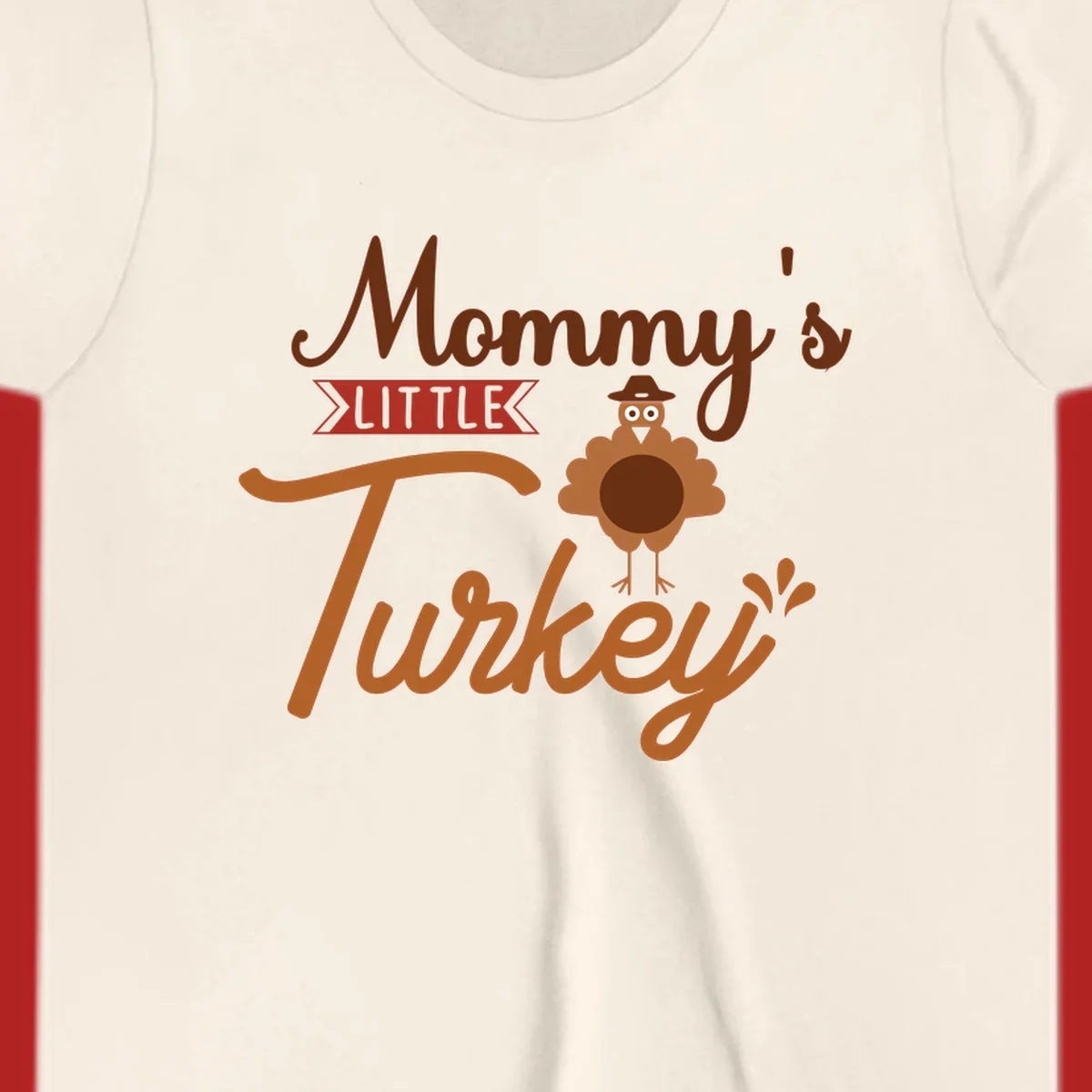 Mommy's Little Turkey Thanksgiving graphic with a cartoon turkey and playful text.