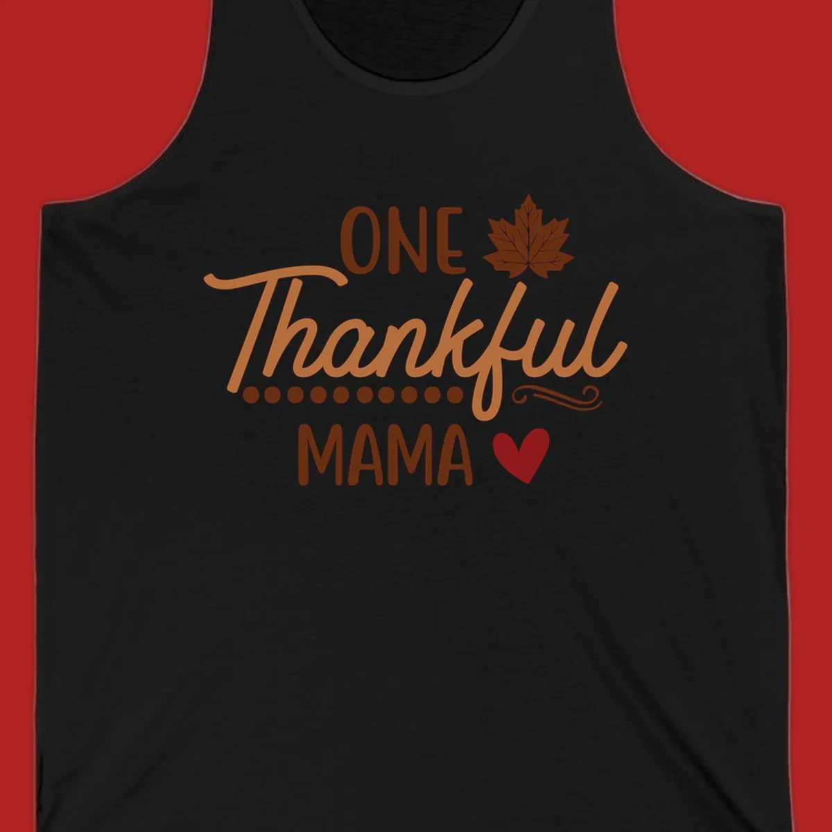 Thankful mama text with leaf and heart graphic, thankful-mama.
